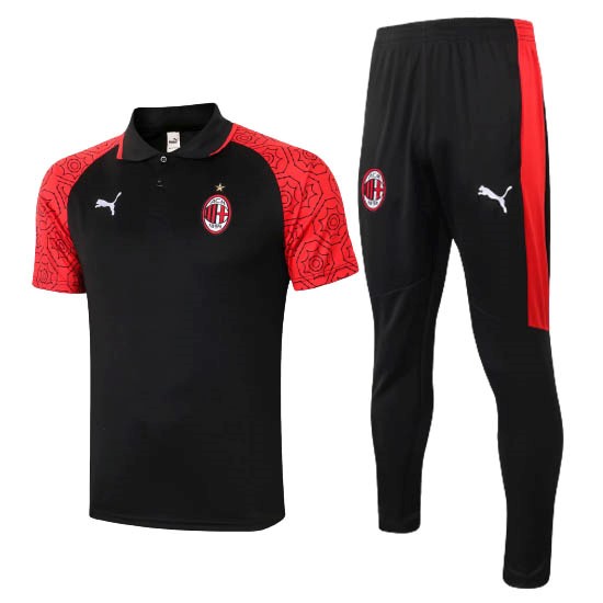 Polo AC Milan Conjunto Completo 2020/21 Negro Rojo